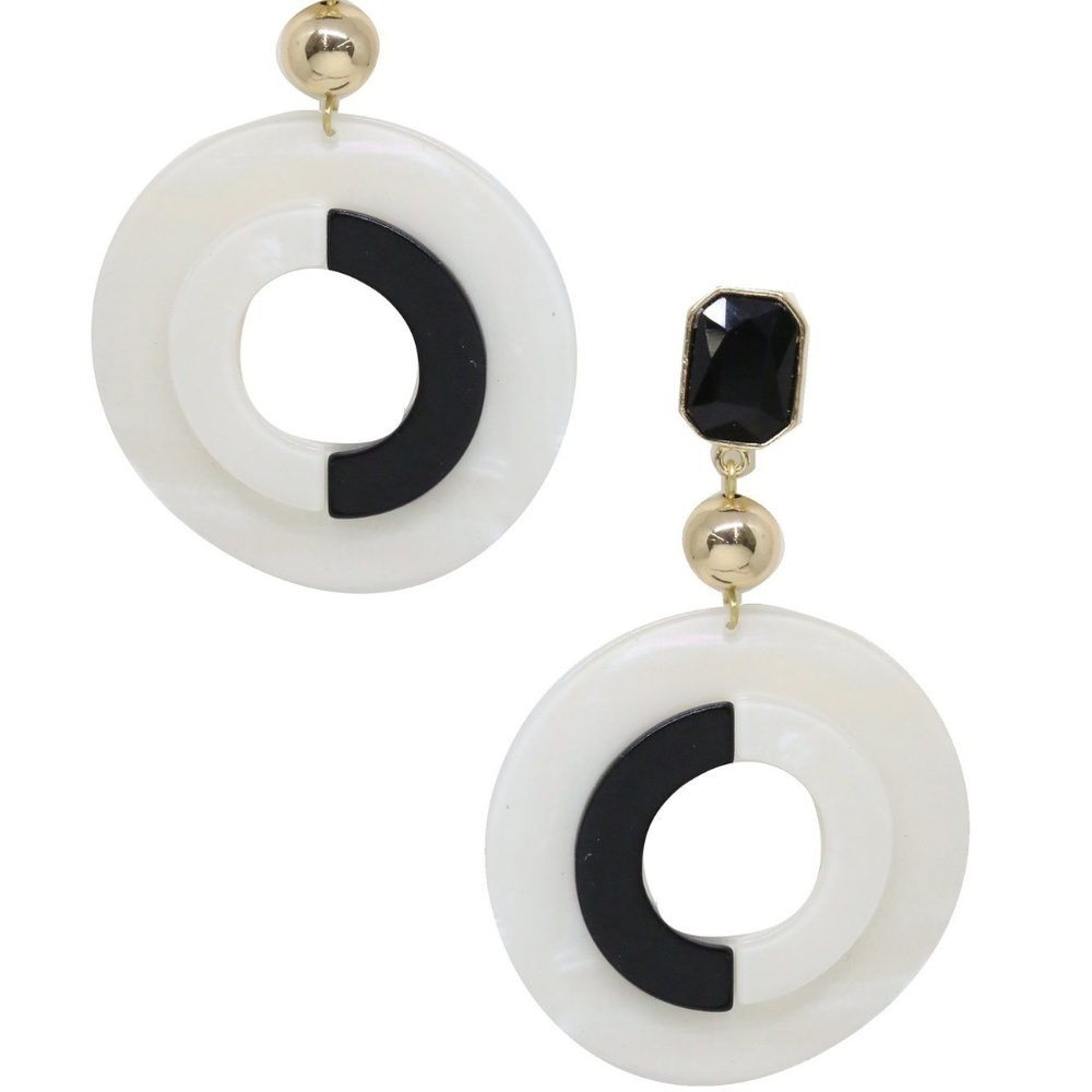 It's All Black & White Earrings